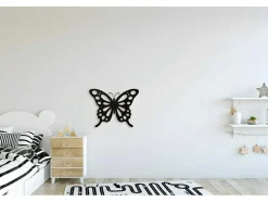 EPIKASA Decoratieve Wandplaat-Metalen Decoratie Vlinder 7, Zwart, 48X1,5X37 Cm,