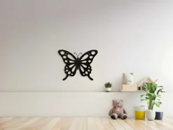 EPIKASA Decoratieve Wandplaat-Metalen Decoratie Vlinder 7, Zwart, 48X1,5X37 Cm,