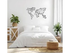 EPIKASA Decoratieve Wandplaat-Metalen Decoratie Wereldkaart 4, Zwart, 120X1,5X72 Cm,