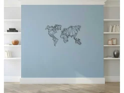 EPIKASA Decoratieve Wandplaat-Metalen Decoratie Wereldkaart 4, Zwart, 120X1,5X72 Cm,