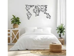 EPIKASA Decoratieve Wandplaat-Metalen Decoratie Wereldkaart 21, Zwart, 140X1,5X80 Cm,