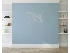 EPIKASA Decoratieve Wandplaat-Metalen Decoratie Wereldkaart 19, Wit, 100X1,5X58 Cm,