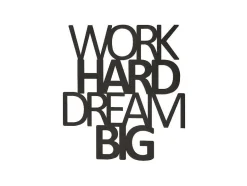 EPIKASA Decoratieve Wandplaat-Metalen Decoratie Work Hard Dream Big 1, Zwart, 65X1,5X70 Cm,