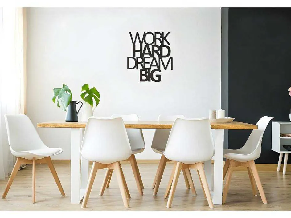EPIKASA Decoratieve Wandplaat-Metalen Decoratie Work Hard Dream Big 1, Zwart, 65X1,5X70 Cm,