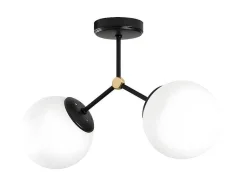 OZAIA Plafondlamp-Metalen Plafondlamp Met 2 Bollen Damar - L. 44 X H. 28 Cm - Zwart En Goudkleurig