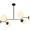 OZAIA Hanglamp-Metalen Plafondlamp Met 6 Bollen Damar - L. 100 X H. 52 Cm - Zwart En Goudkleurig