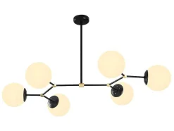 OZAIA Hanglamp-Metalen Plafondlamp Met 6 Bollen Damar - L. 100 X H. 52 Cm - Zwart En Goudkleurig