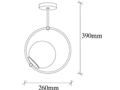 OZAIA Plafondlamp-Metalen Plafondlamp Met Glazen Bol Dulonay - H39 Cm - Zwart En Wit