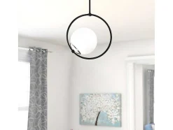 OZAIA Plafondlamp-Metalen Plafondlamp Met Glazen Bol Dulonay - H39 Cm - Zwart En Wit