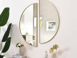 OZAIA Aanbiedingen: Woonaccessoires-Metalen Spiegel Met Halve Cirkel Design - B.50 X H.100 Cm - Goudkleurig - Gavra