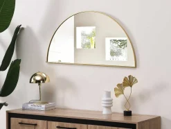 OZAIA Aanbiedingen: Woonaccessoires-Metalen Spiegel Met Halve Cirkel Design - B.50 X H.100 Cm - Goudkleurig - Gavra