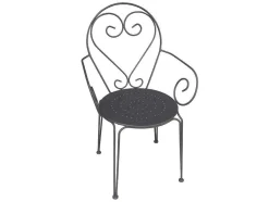 MYLIA Tuinset-Metalen Tuineethoek Met Gietijzeren Stijl: Een Tafel D120 Cm En 4 Opstapelbare Fauteuils - Antraciet - Guermantes Van