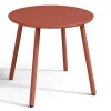 MYLIA Loungeset-Metalen Tuinmeubelset - 2 Lage Stapelstoelen En Een Bijzettafel - Terracotta - Mirmande