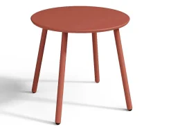 MYLIA Loungeset-Metalen Tuinmeubelset - 2 Lage Stapelstoelen En Een Bijzettafel - Terracotta - Mirmande