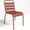 MYLIA Tuinset-Metalen Tuinset - Tafel L.160 Cm Met 2 Stapelstoelen En 4 Stapelstoelen - Terracotta - Mirmande