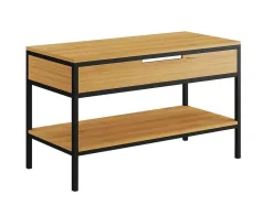 Vente-unique Wastafelmeubel-Meubel Onder Wastafel Van Licht Teakhout En Metaal - 120 Cm - Tukad