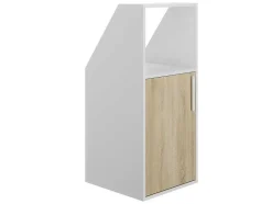 Vente-unique Kleine Opberger En Slaapkameraccessoire-Meubel Voor Onder Een Hellend Dak 1 Deur En 1 Nis - Wit En Naturel - Adezio