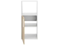 Vente-unique Kleine Opberger En Slaapkameraccessoire-Meubel Voor Onder Een Hellend Dak 1 Deur En 1 Nis - Wit En Naturel - Adezio