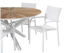 Vente-unique Tuinset-Mexico Tuinmeubelset Tafel O140Cm En 4 Stoel Santorini Wit, Naturel.