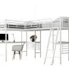 ModernLuxe Kinderbed Hoogslaper-Mezzaninebed - 2 Bedden 90X200 Cm - 2 Bureaus Onder Het Bed - Wit
