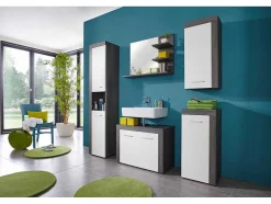 Vente-unique Accessoires & Spiegels-Miamimaine Spiegel Bad 3 Open Vakken Rookzilver.