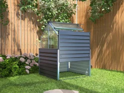 EXPERTLAND Tuinkas-Mini-Tuinkas Van Polycarbonaat En Structuur Van Aluminium - L120 X B120 X H169 Cm - Antraciet - Genista