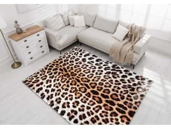 RugsX Klein Tapijt-Miro 51568.804 Tapijt Wasbaar Luipaardpatroon Antislip - Creme / Bruin 120X170 Cm
