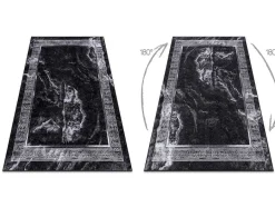 RugsX Klein Tapijt-Miro 51278.810 Tapijt Wasbaar Marmer, Grieks Antislip - Zwart / Wit 140X190 Cm