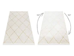 RugsX Klein Tapijt-Modern Tapijt Duke 51245 Creme / Goud - Latwerk, Gestructureerd, Zeer 140X190 Cm