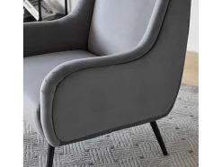 ModernLuxe Fauteuil Stof Fluweel / Suedine-Moderne Loungestoel - Enkele Bank Met Armleuningen - Metalen Poten - Grijs