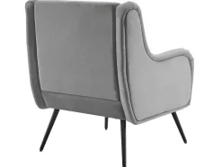 ModernLuxe Fauteuil Stof Fluweel / Suedine-Moderne Loungestoel - Enkele Bank Met Armleuningen - Metalen Poten - Grijs