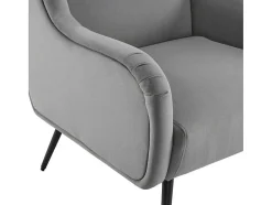 ModernLuxe Fauteuil Stof Fluweel / Suedine-Moderne Loungestoel - Enkele Bank Met Armleuningen - Metalen Poten - Grijs