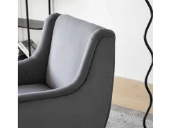 ModernLuxe Fauteuil Stof Fluweel / Suedine-Moderne Loungestoel - Enkele Bank Met Armleuningen - Metalen Poten - Grijs