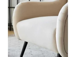 ModernLuxe Fauteuil Stof Fluweel / Suedine-Moderne Loungestoel - Enkele Bank Met Armleuningen - Metalen Poten - Beige