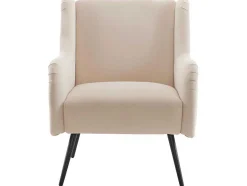 ModernLuxe Fauteuil Stof Fluweel / Suedine-Moderne Loungestoel - Enkele Bank Met Armleuningen - Metalen Poten - Beige