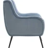 ModernLuxe Fauteuil Stof Fluweel / Suedine-Moderne Loungestoel - Enkele Bank Met Armleuningen - Metalen Poten - Hemelsblauw