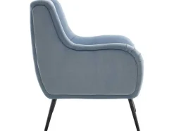 ModernLuxe Fauteuil Stof Fluweel / Suedine-Moderne Loungestoel - Enkele Bank Met Armleuningen - Metalen Poten - Hemelsblauw
