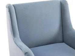 ModernLuxe Fauteuil Stof Fluweel / Suedine-Moderne Loungestoel - Enkele Bank Met Armleuningen - Metalen Poten - Hemelsblauw