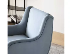 ModernLuxe Fauteuil Stof Fluweel / Suedine-Moderne Loungestoel - Enkele Bank Met Armleuningen - Metalen Poten - Hemelsblauw