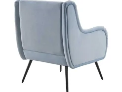 ModernLuxe Fauteuil Stof Fluweel / Suedine-Moderne Loungestoel - Enkele Bank Met Armleuningen - Metalen Poten - Hemelsblauw