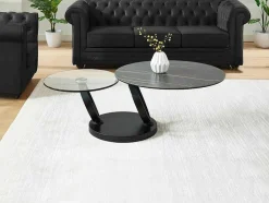 Maison Céphy Salontafel-Moduleerbare Design-Salontafel Van Gehard Glas En Keramiek Joline
