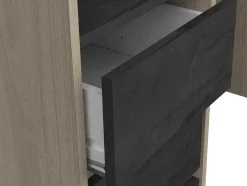 Vente-unique Kledingkast-Moduleerbare Kleerkast Hoek Of Recht - L200 Cm - Kleur: Naturel En Zwart - Emilyo