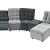 Vente-unique Elektrische Relaxbanken-Moduleerbare Relaxhoekbank Van Fluweel - Lichtgrijs En Antraciet - Alford