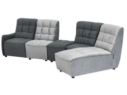 Vente-unique Elektrische Relaxbanken-Moduleerbare Relaxhoekbank Van Fluweel - Lichtgrijs En Antraciet - Alford