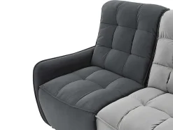 Vente-unique Elektrische Relaxbanken-Moduleerbare Relaxhoekbank Van Fluweel - Lichtgrijs En Antraciet - Alford