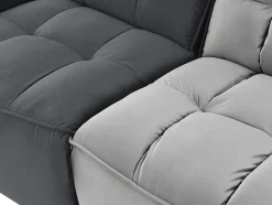 Vente-unique Elektrische Relaxbanken-Moduleerbare Relaxhoekbank Van Fluweel - Lichtgrijs En Antraciet - Alford
