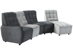 Vente-unique Elektrische Relaxbanken-Moduleerbare Relaxhoekbank Van Fluweel - Lichtgrijs En Antraciet - Alford