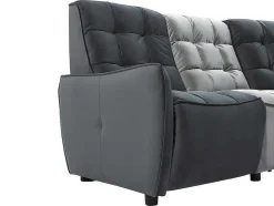 Vente-unique Elektrische Relaxbanken-Moduleerbare Relaxhoekbank Van Fluweel - Lichtgrijs En Antraciet - Alford