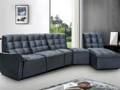 Vente-unique Modulair-Moduleerbare Relaxhoekbank Van Fluweel - Antraciet - Alford