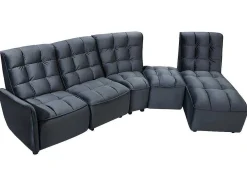 Vente-unique Modulair-Moduleerbare Relaxhoekbank Van Fluweel - Antraciet - Alford